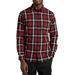 Tilley Flannel Shirt Mens XL Red Black Plaid Button Down Long Sleeve